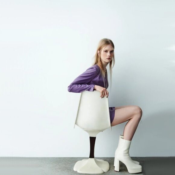 NWT Zara purple faux leather draped mini dress, M - Picture 5 of 11